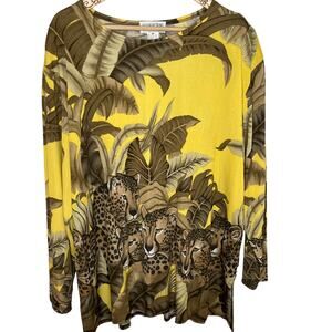 Vintage LS Collections Sunu Cheetah Leopard Travel Slinky Tunic Top NEW NWOT 3X
